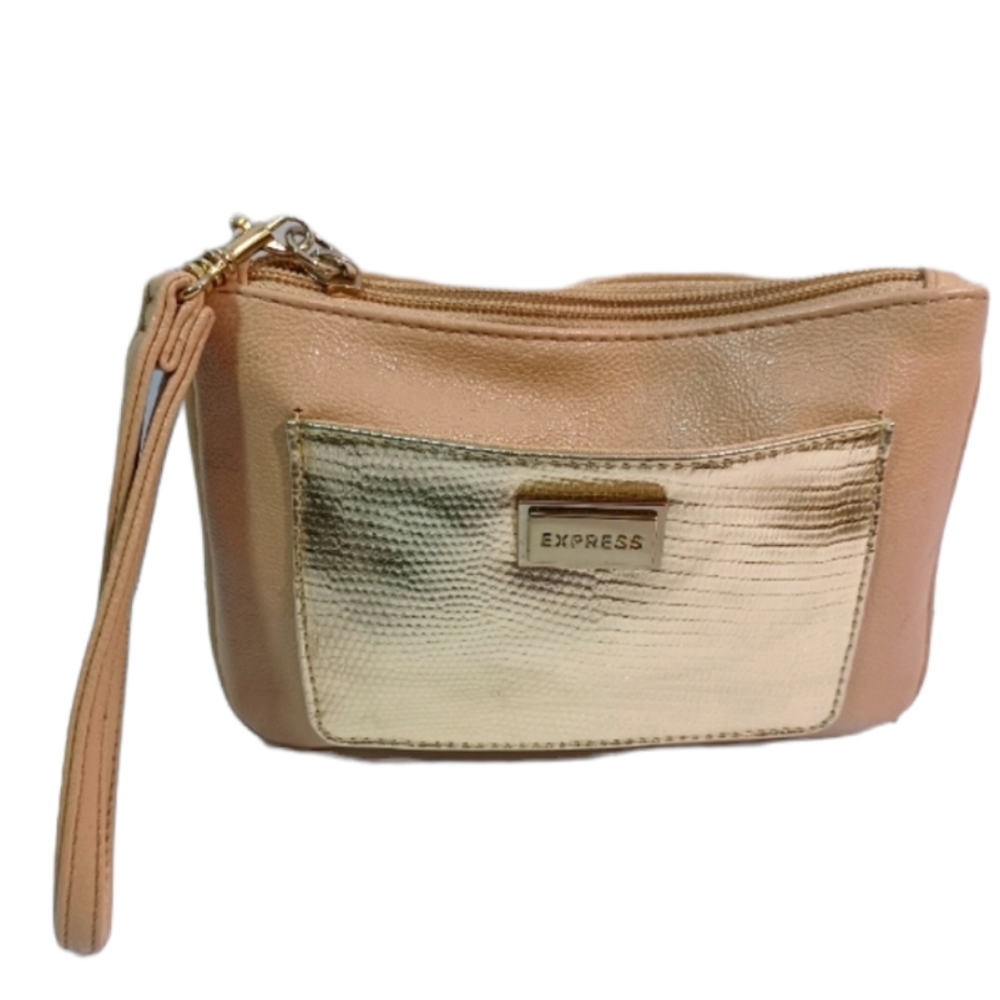 Express Tan/Metallic Gold Wristlet